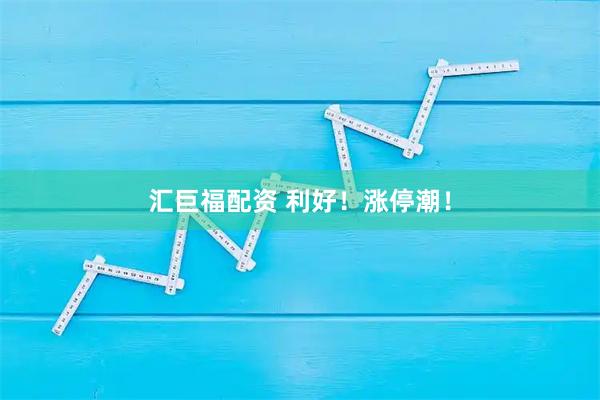 汇巨福配资 利好！涨停潮！