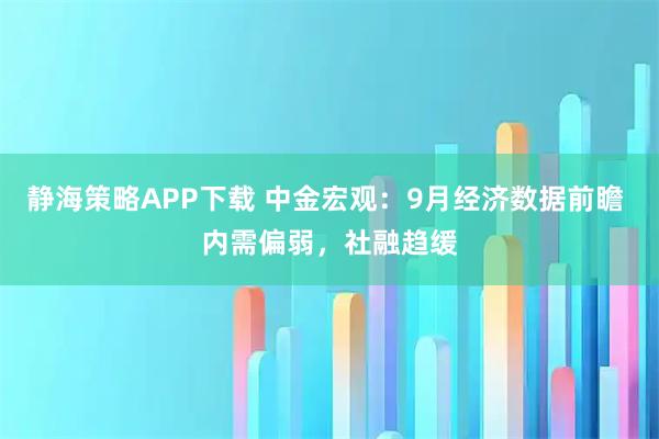 静海策略APP下载 中金宏观：9月经济数据前瞻 内需偏弱，社融趋缓