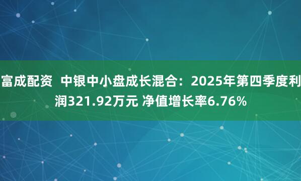 富成配资  中银中小盘成长混合：2025年第四季度利润321.92万元 净值增长率6.76%